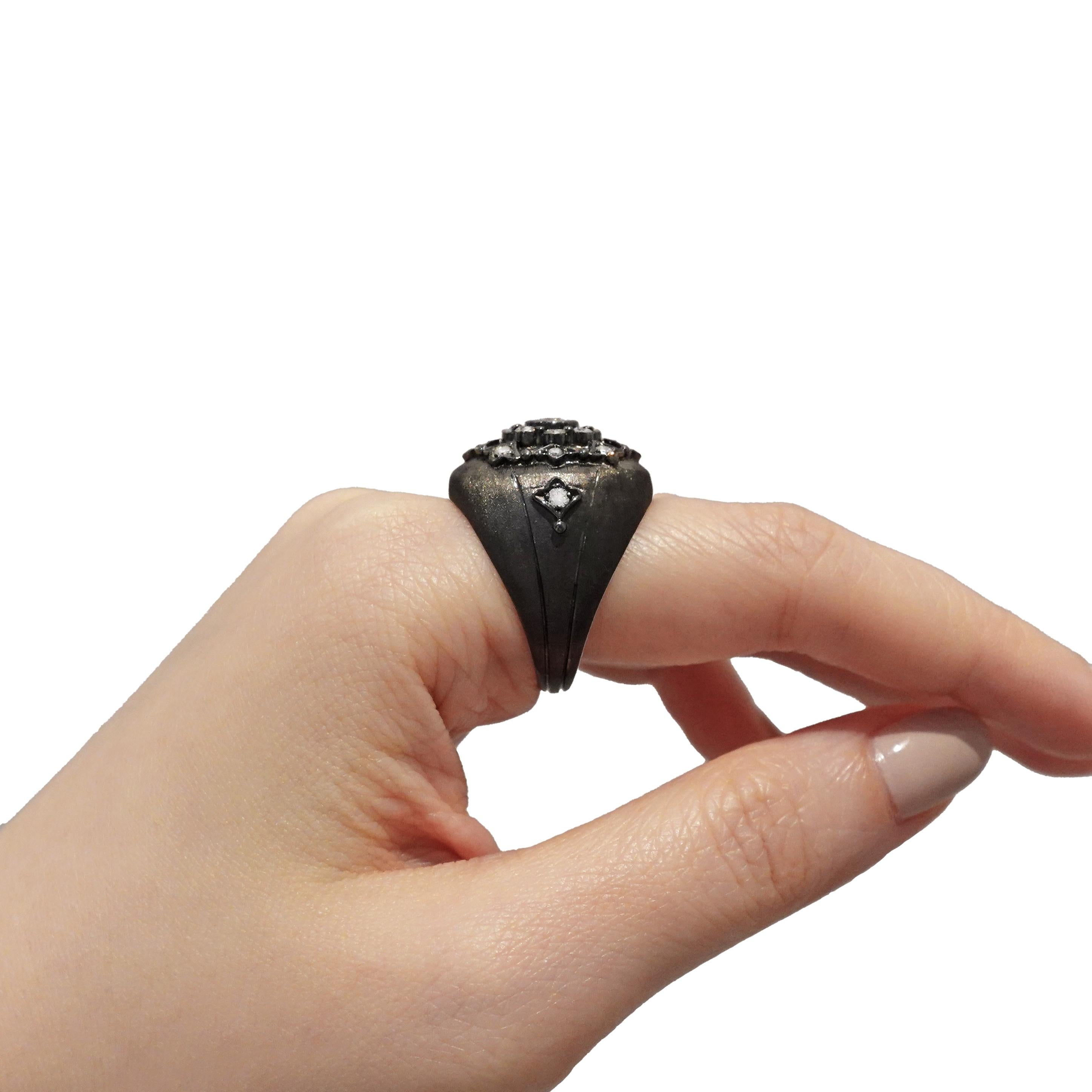 Diamond Dome Ring in 18K Blackened Gold by Dilys' In New Condition For Sale In Hong Kong, HK