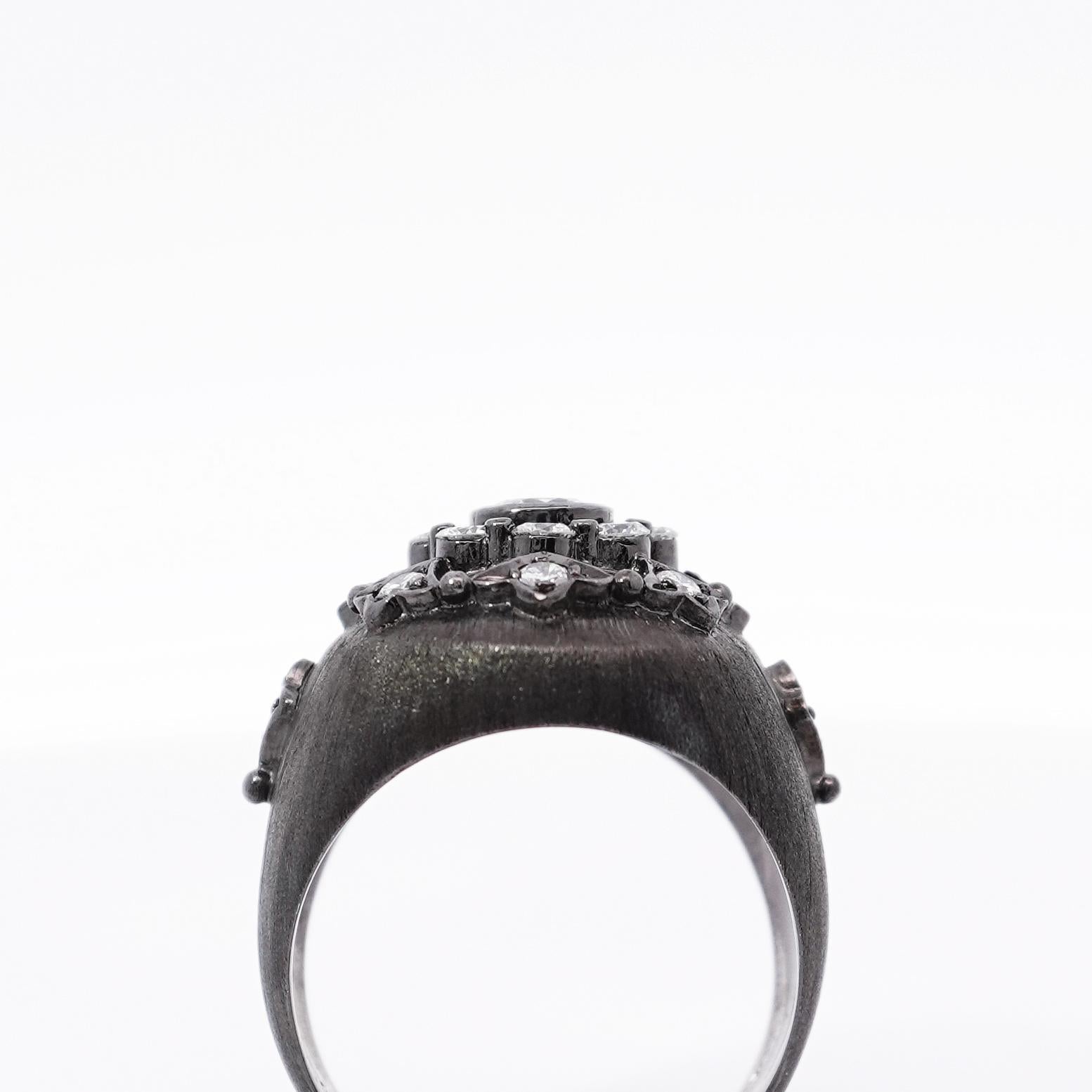 Diamond Dome Ring in 18K Blackened Gold by Dilys' For Sale 1