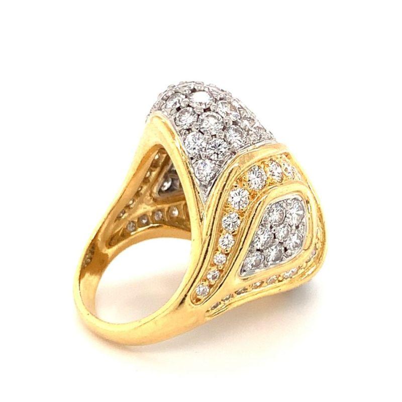 Diamond Dome Ring in Platinum and 18K Yellow Gold, circa 1960s In Good Condition For Sale In Beverly Hills, CA