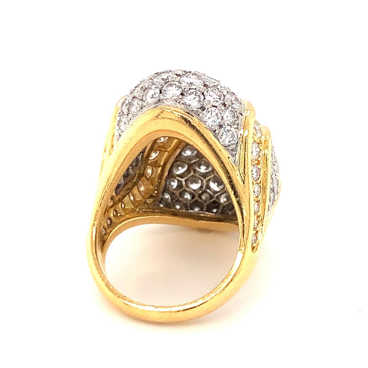 Women's Diamond Dome Ring in Platinum and 18K Yellow Gold, circa 1960s For Sale