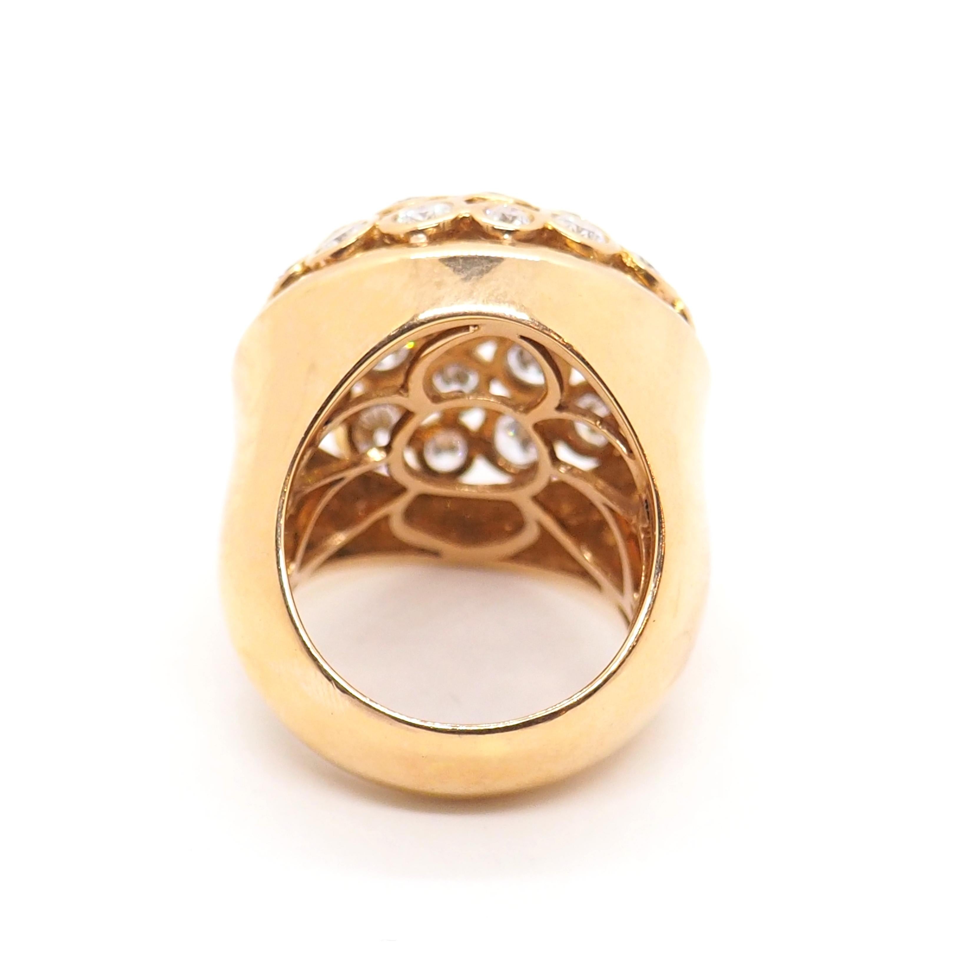 Artisan Diamond Dome Ring Rose Gold 18 Karat For Sale