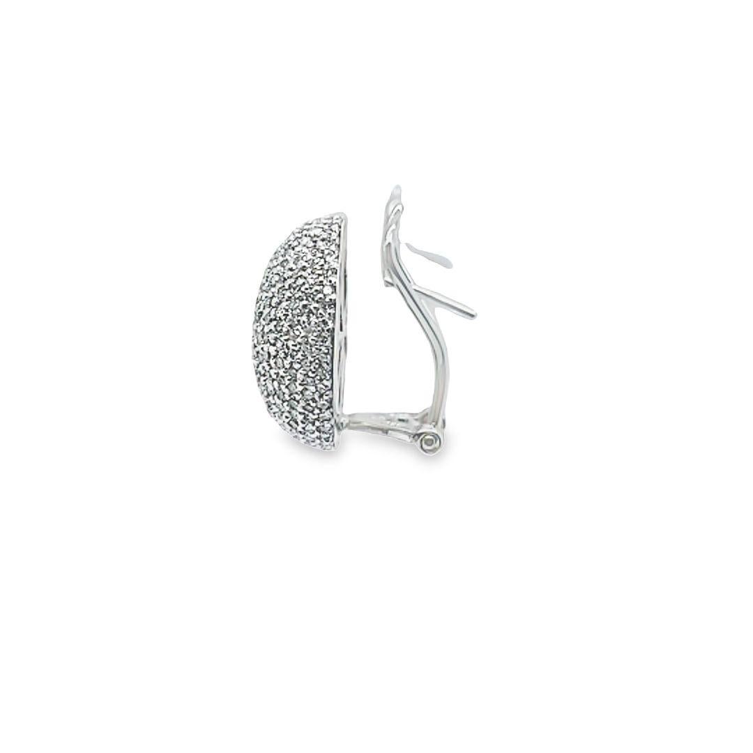 Round Cut Diamond Dome Stud Earrings in White Gold