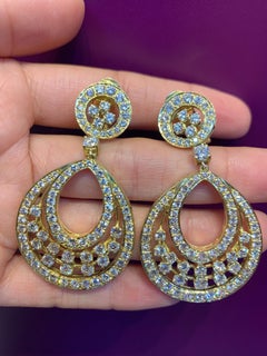 Diamond Door Knocker Dangle Earrings