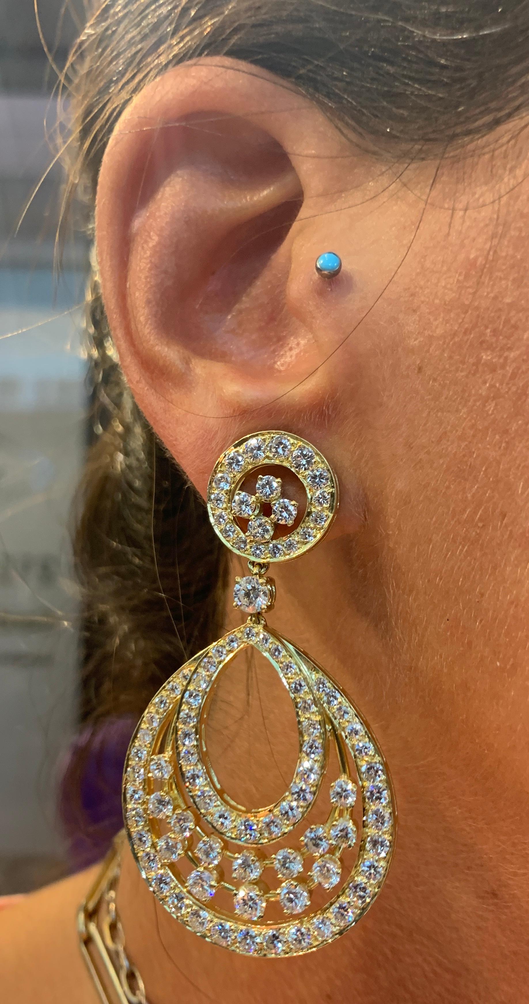 Diamond Door Knocker Dangle Earrings In Excellent Condition For Sale In New York, NY