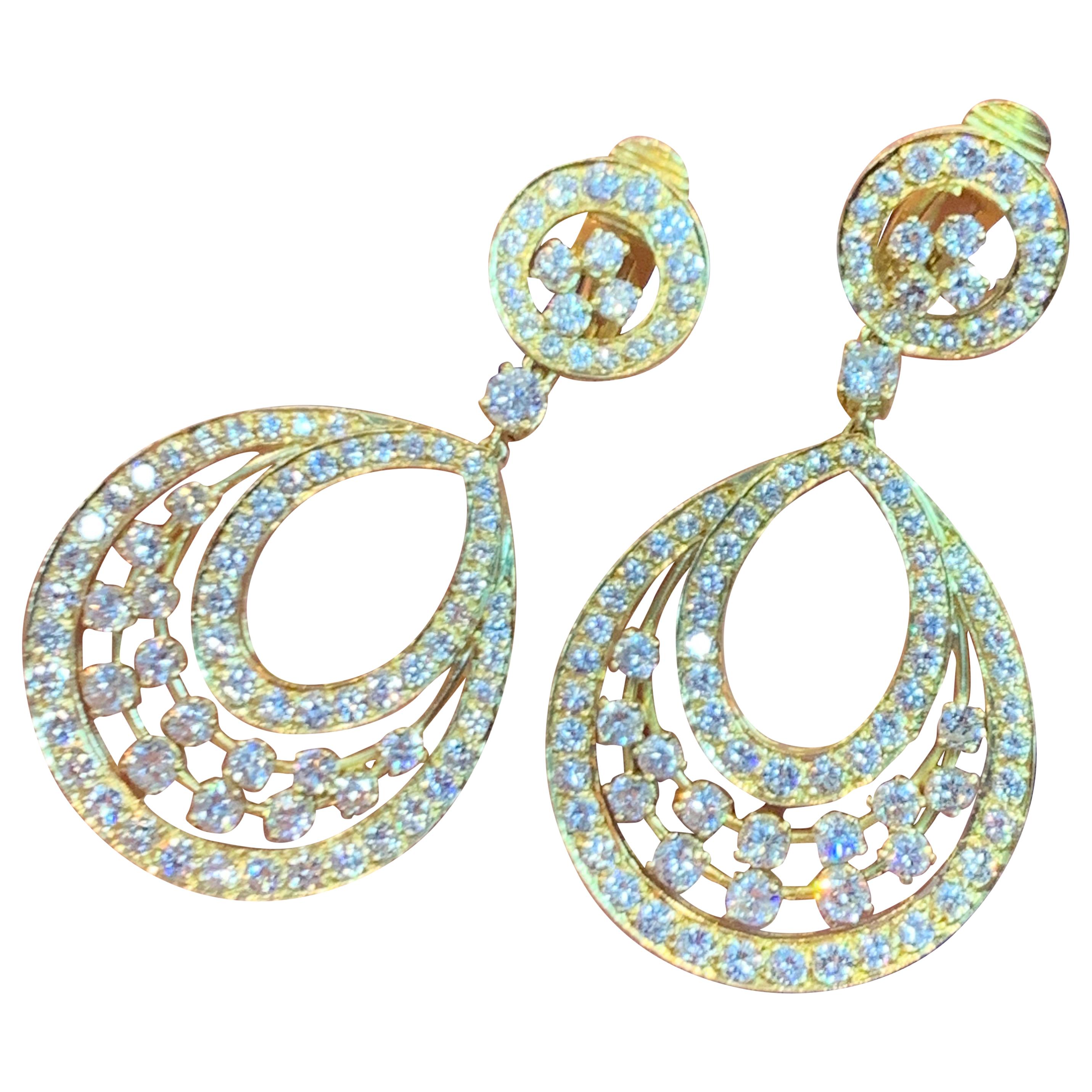 Diamond Door Knocker Dangle Earrings For Sale