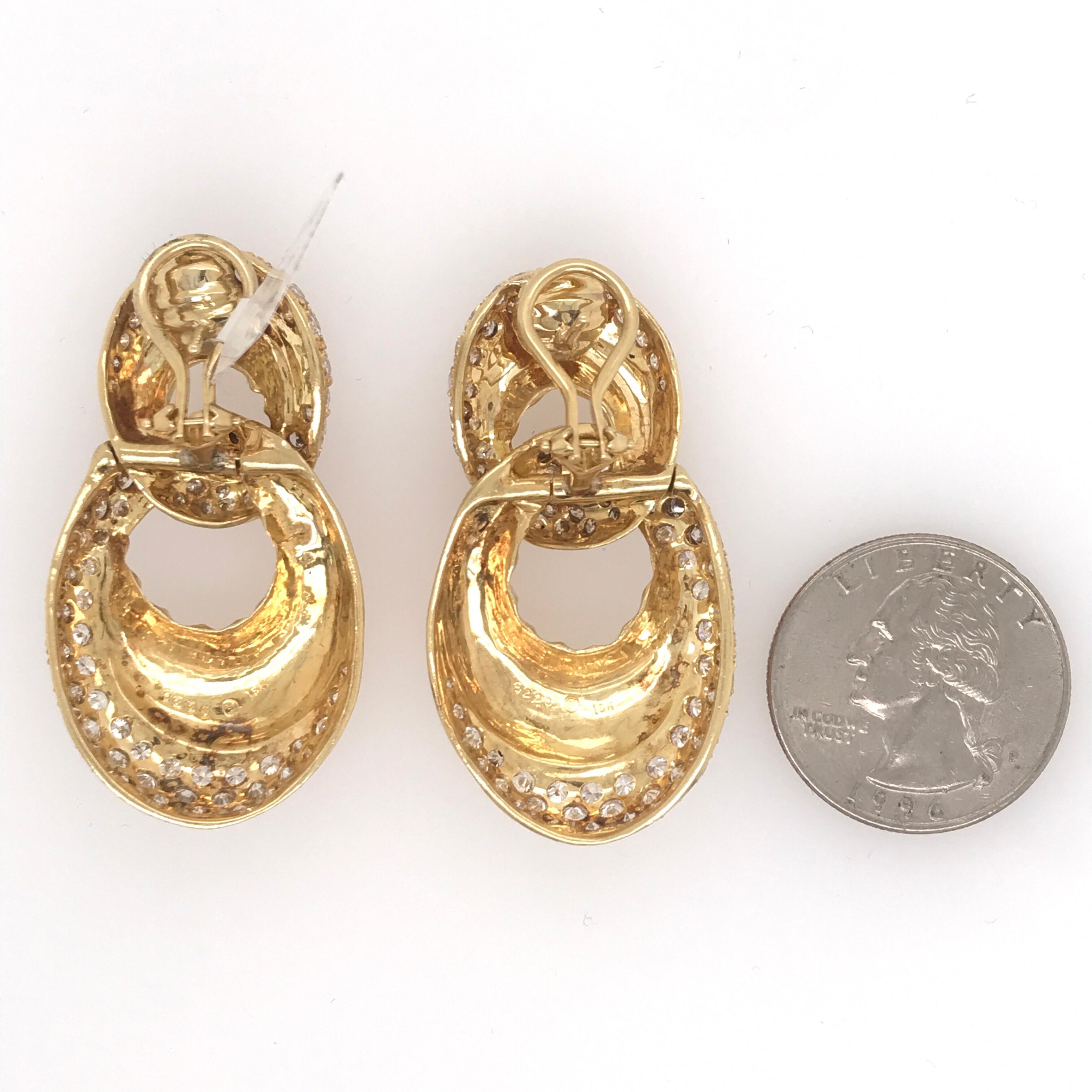 Diamond Door Knocker Earrings 6.92 Carat 18 Karat Yellow Gold 2