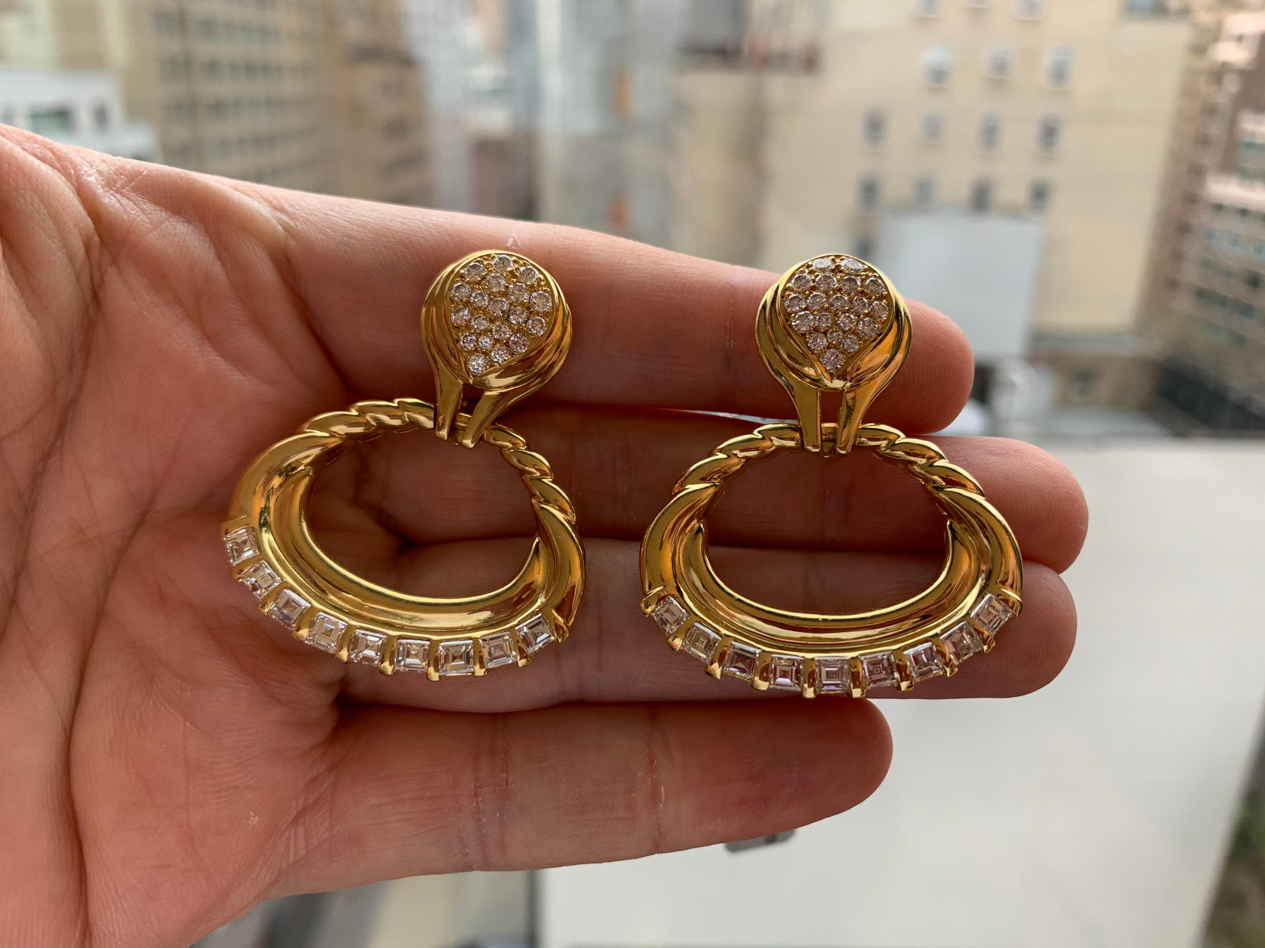 Diamond Door Knocker Earrings In Excellent Condition In New York, NY