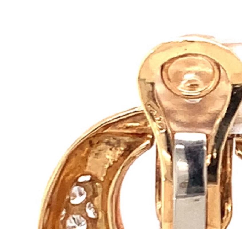 Brilliant Cut Diamond Doorknocker 18K Yellow Gold Earclips, circa 1970s For Sale