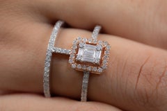 Diamond Double Band Ring in 18 Karat White Gold