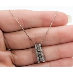 Diamond Double Bar Pendant Necklace in 14k White Gold
