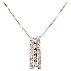 Diamond Double Bar Pendant Necklace in 14k White Gold