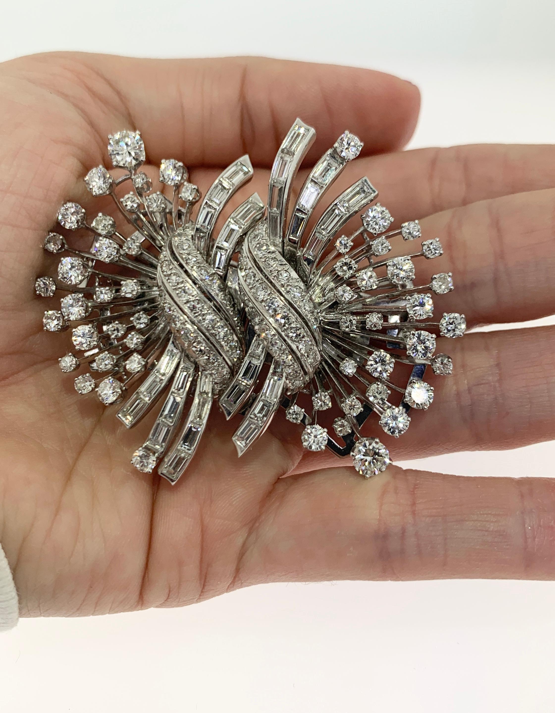 Diamond Double Clip Brooch 
Diamond Weight approximately 7 carats
Converts into 2 separate brooches
Measurements: 2