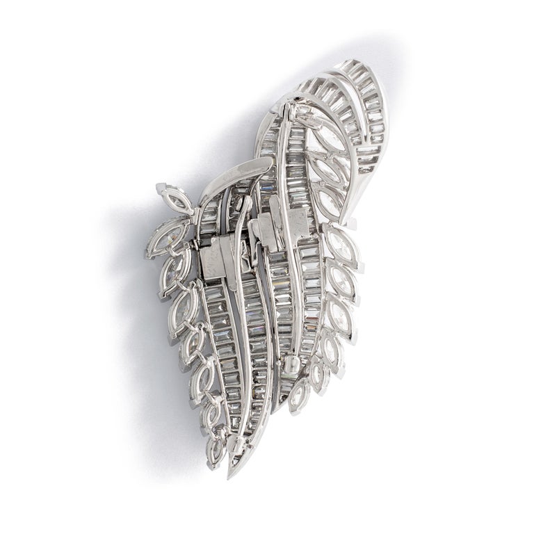 Diamond Double Clip Brooch For Sale at 1stDibs