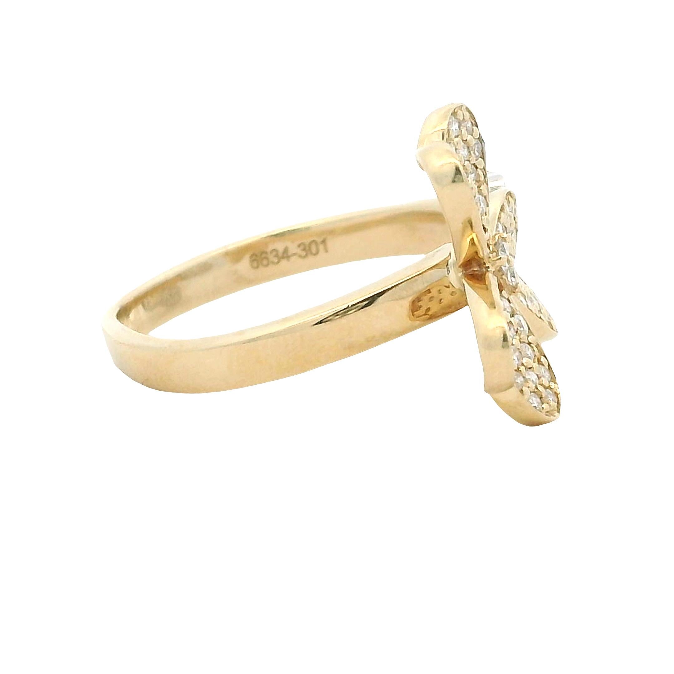 Diamant-Doppelklee-Ring aus 14K zweifarbigem Gold - 1,10 Karat Damen im Angebot