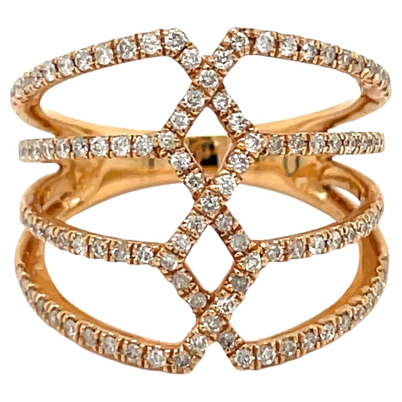 18 K Diamond Double Cross Designer Ring For Sale