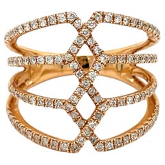 18 K Diamond Double Cross Designer Ring