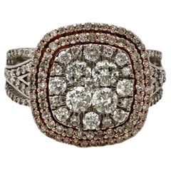 Diamond Double Cushion Frame Split Shank Bridal Set, Rose & White Gold, Sizable
