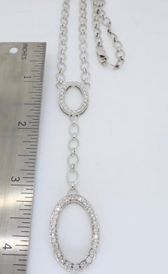 Diamond Double Drop Necklace in 18 Karat White Gold