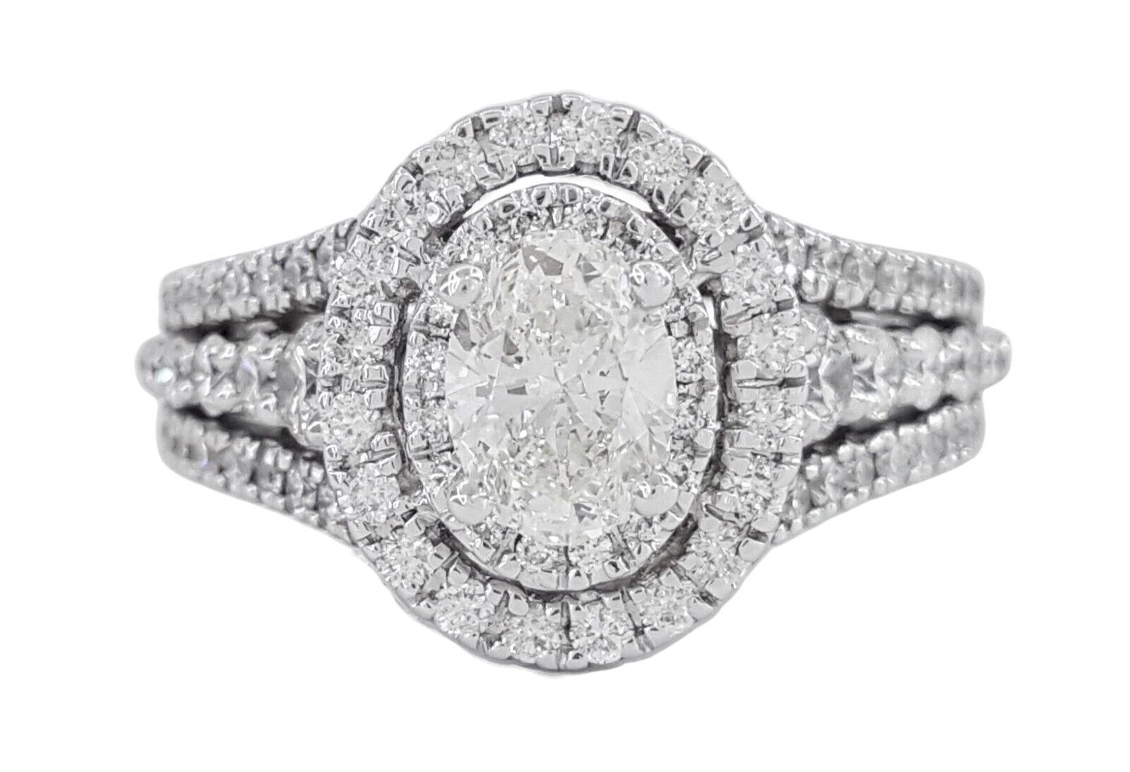 Oval Cut Diamond Double Haldo Engagement Ring For Sale
