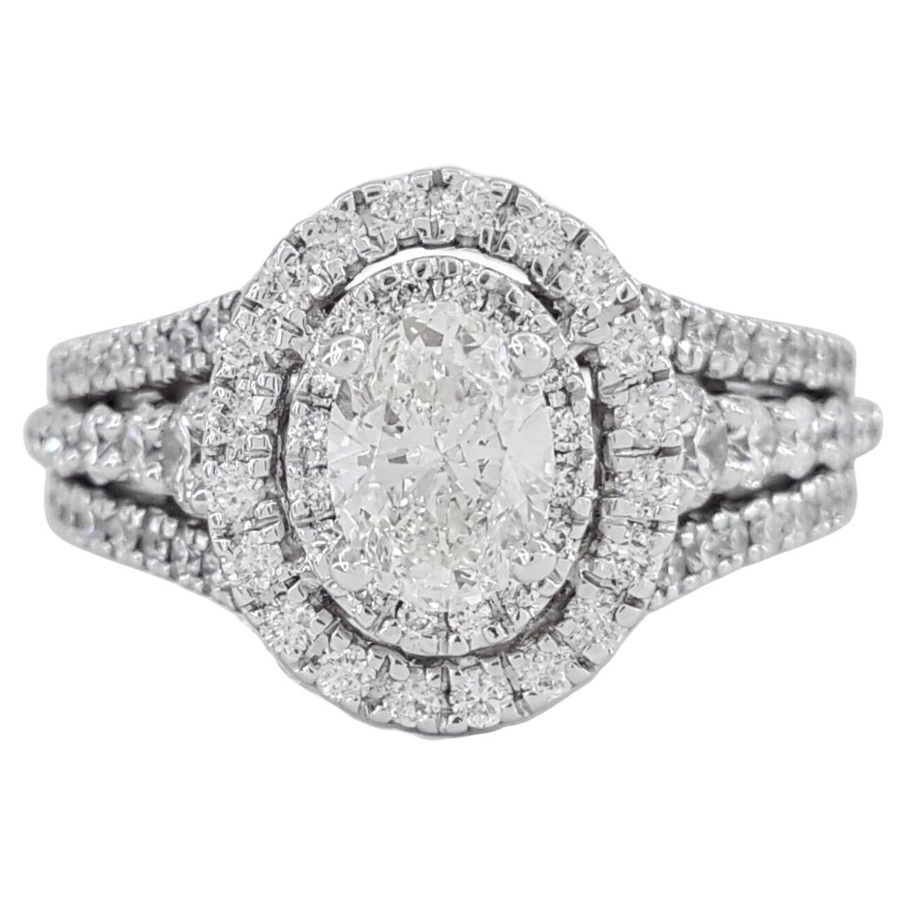 Diamond Double Haldo Engagement Ring For Sale