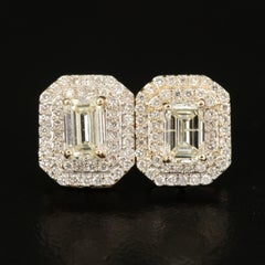 Art Deco Diamond Double Halo Earrings, Cute Stud earrings for her