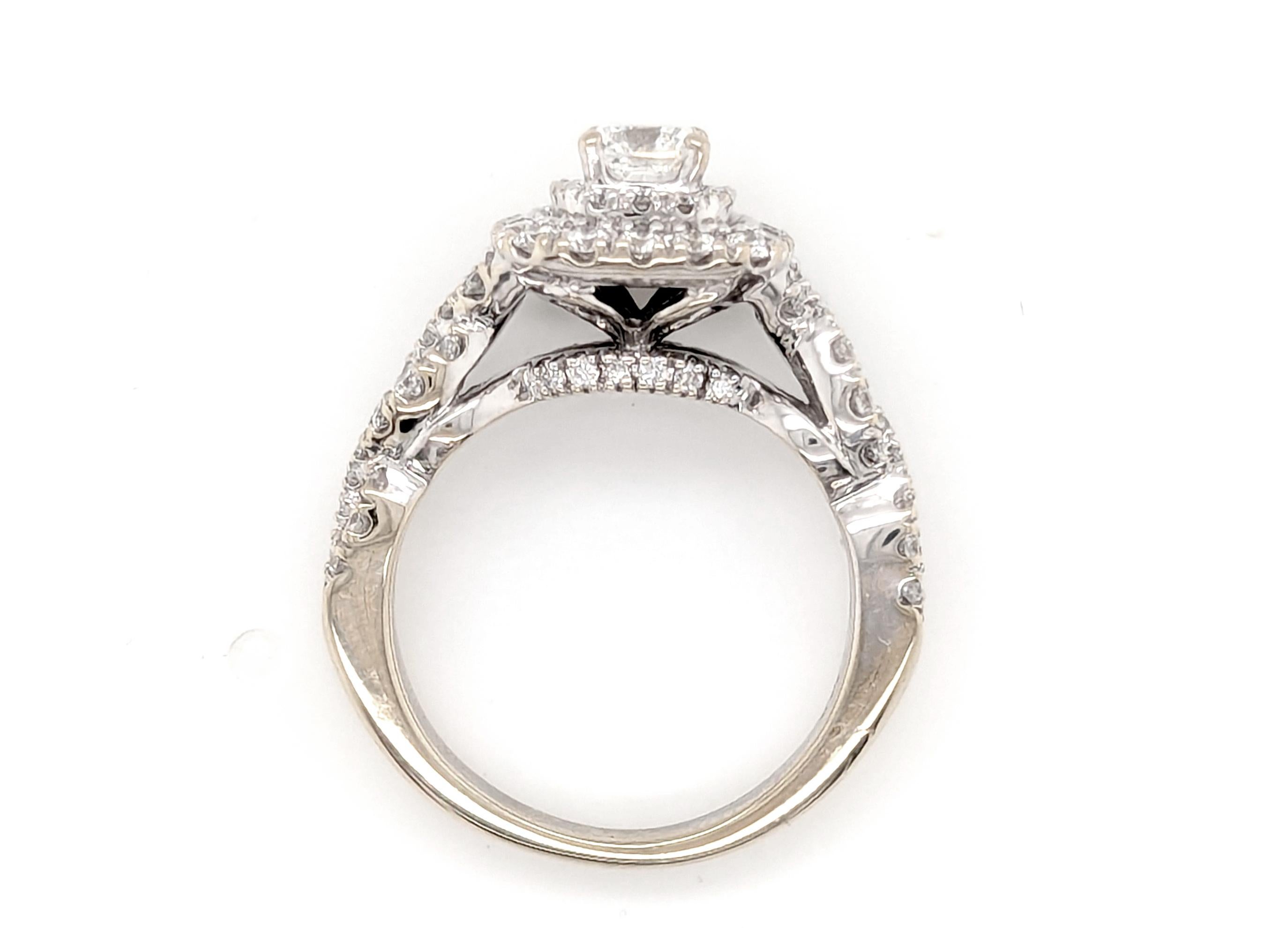Taglio cuscino Diamond Double Halo Engagement Ring 1.33ct Cushion 14K GSI Certified in vendita