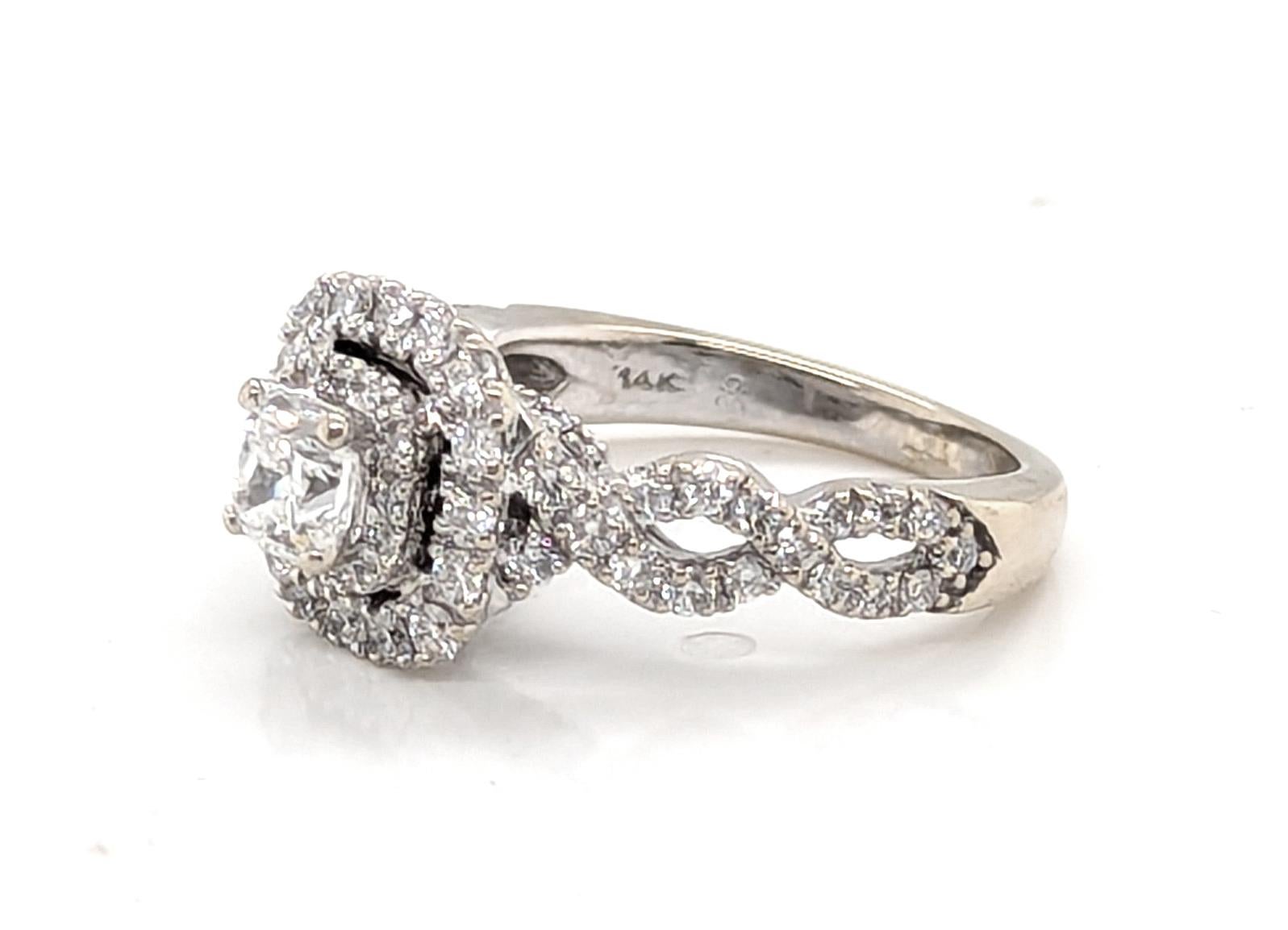 Donna Diamond Double Halo Engagement Ring 1.33ct Cushion 14K GSI Certified in vendita