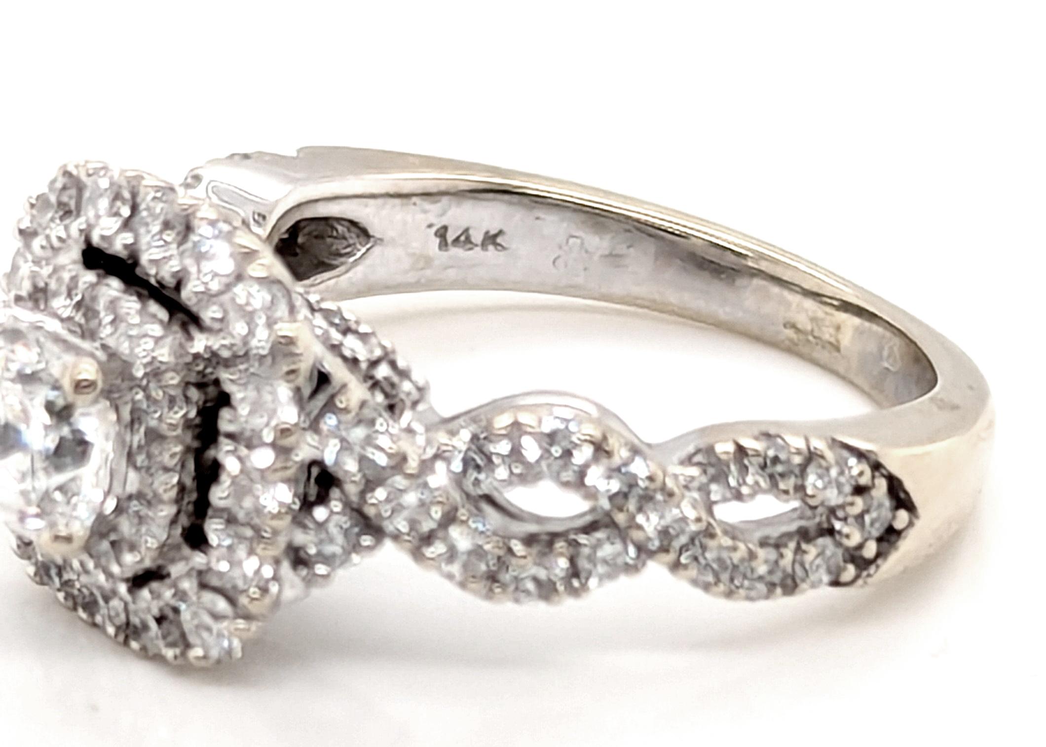Diamond Double Halo Engagement Ring 1.33ct Cushion 14K GSI Certified in vendita 1