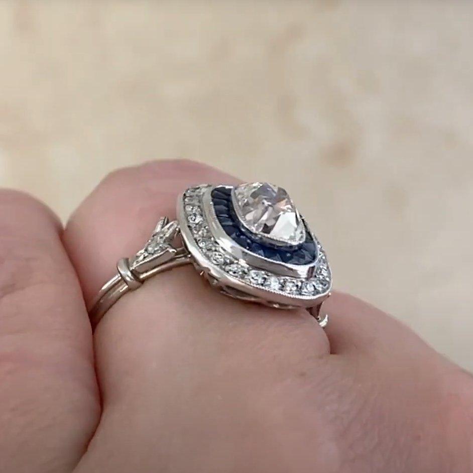 Anillo de compromiso con doble halo de diamantes (aprox. 1,00 quilates) talla cojín antiguo Corte cojín antiguo en venta
