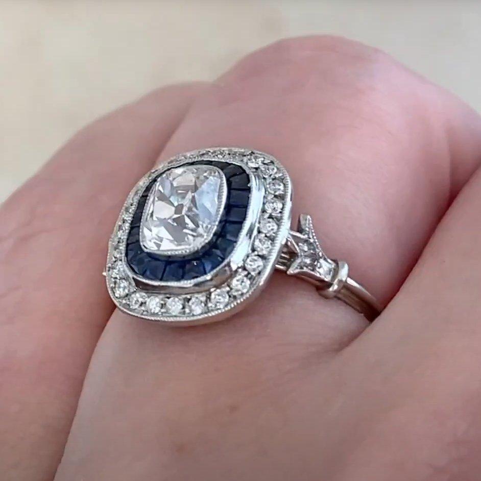 De las mujeres Anillo de compromiso con doble halo de diamantes (aprox. 1,00 quilates) talla cojín antiguo en venta