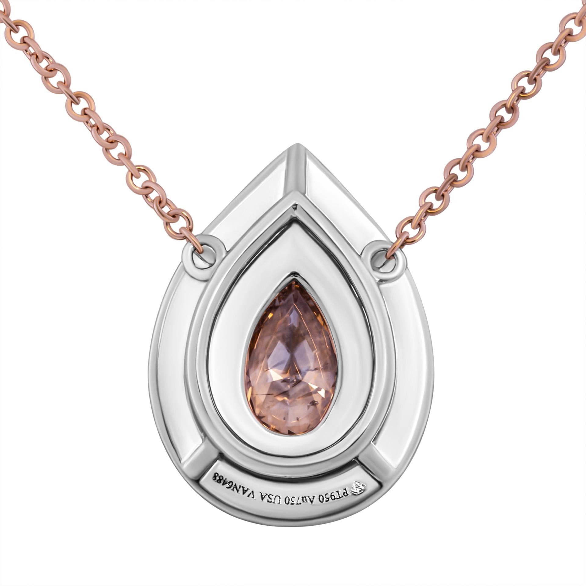 Modern Diamond Double halo pendant with Fancy Pink Diamond For Sale