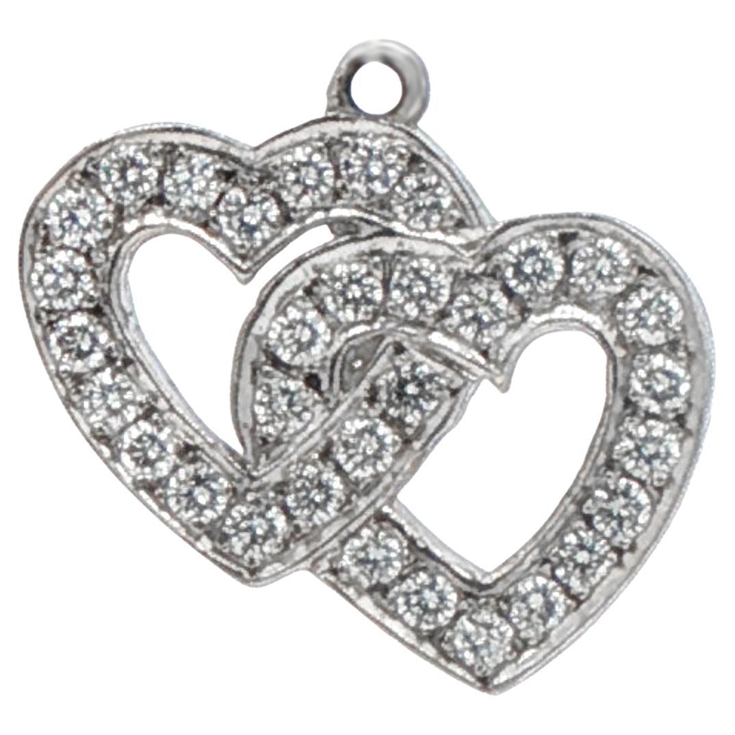 Charm en platine avec double cœur en diamant, par Felix Vollman en vente