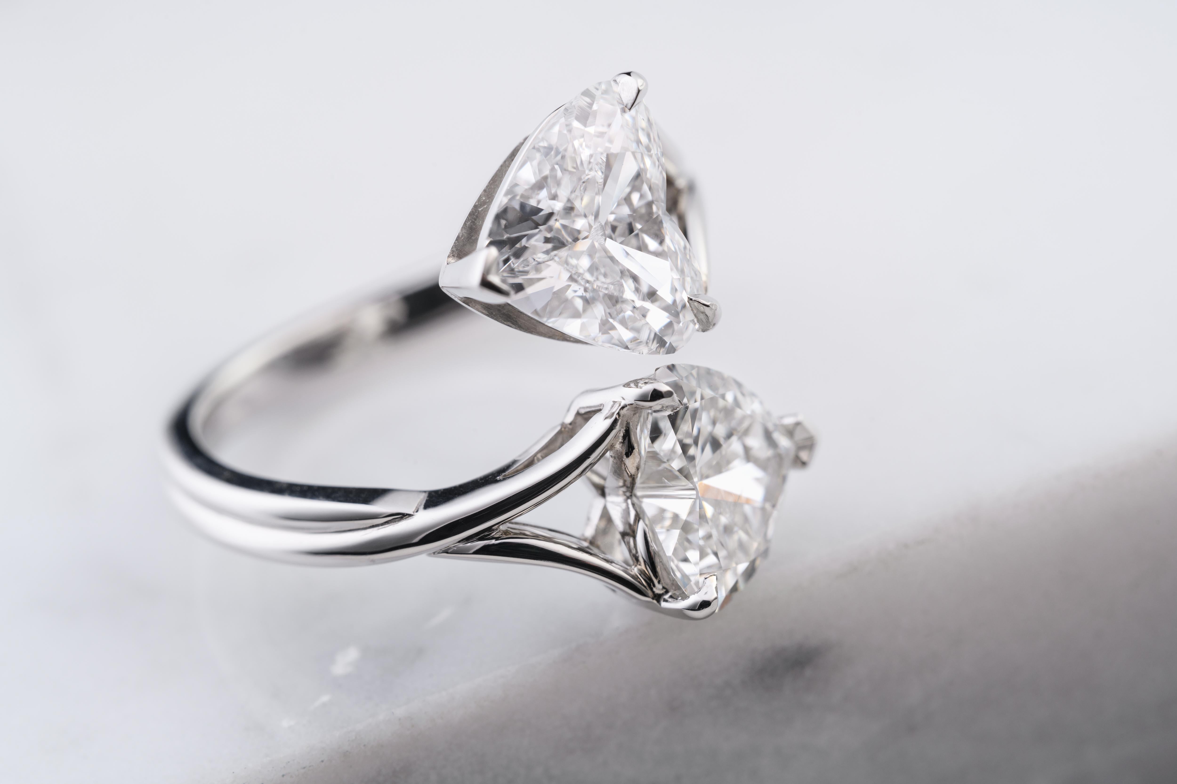 Elevate your love story with this Diamond Toi et Moi Heart-Shaped Diamond Ring—a symbol of eternal devotion and refined elegance. Crafted in platinum, it features a dazzling heart-shaped diamond duo, merging in perfect harmony. Radiant, timeless,