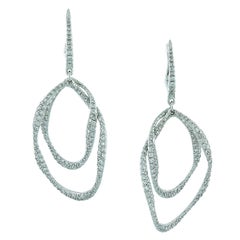 Diamond Double Hoop Drop Earrings