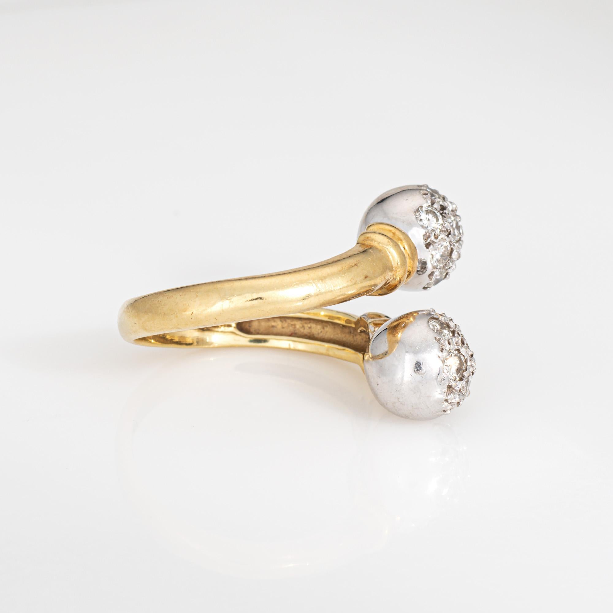 Diamond Double Orb Bypass Ring Sz 8 Vintage 18k Gelbgold Estate Jewelry (Moderne) im Angebot