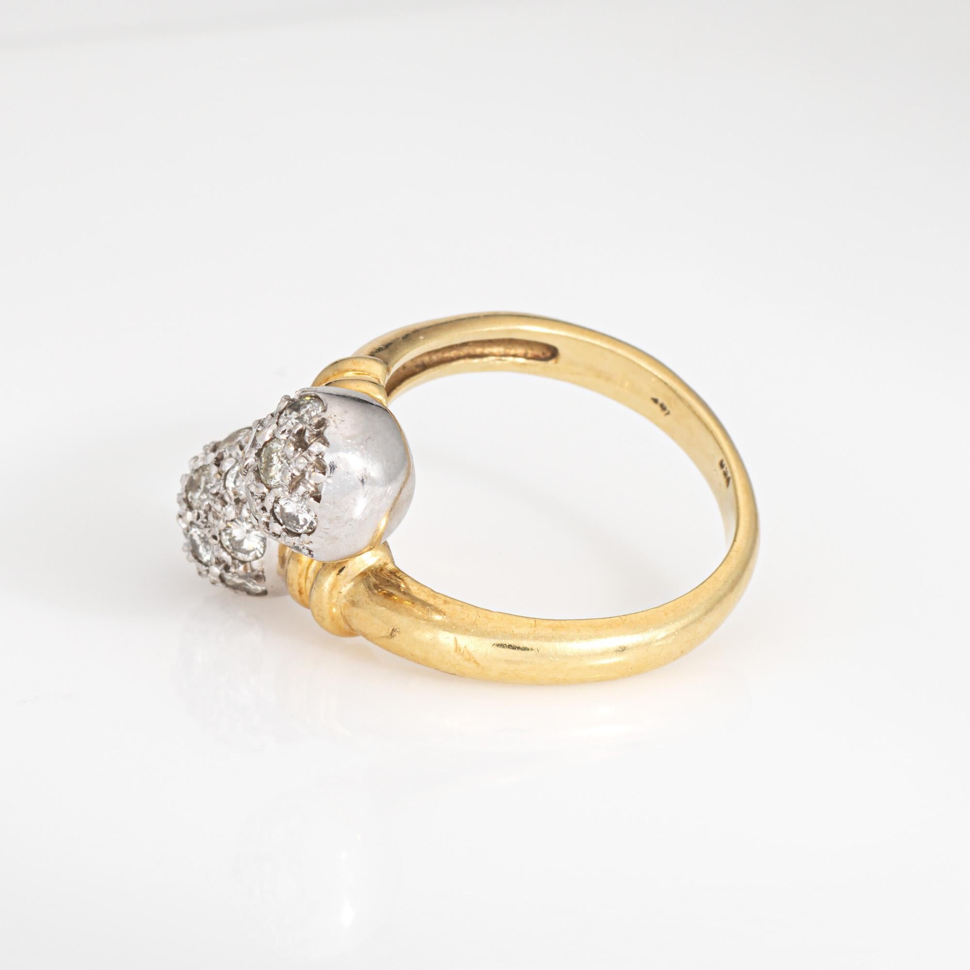 Diamond Double Orb Bypass Ring Sz 8 Vintage 18k Gelbgold Estate Jewelry (Rundschliff) im Angebot