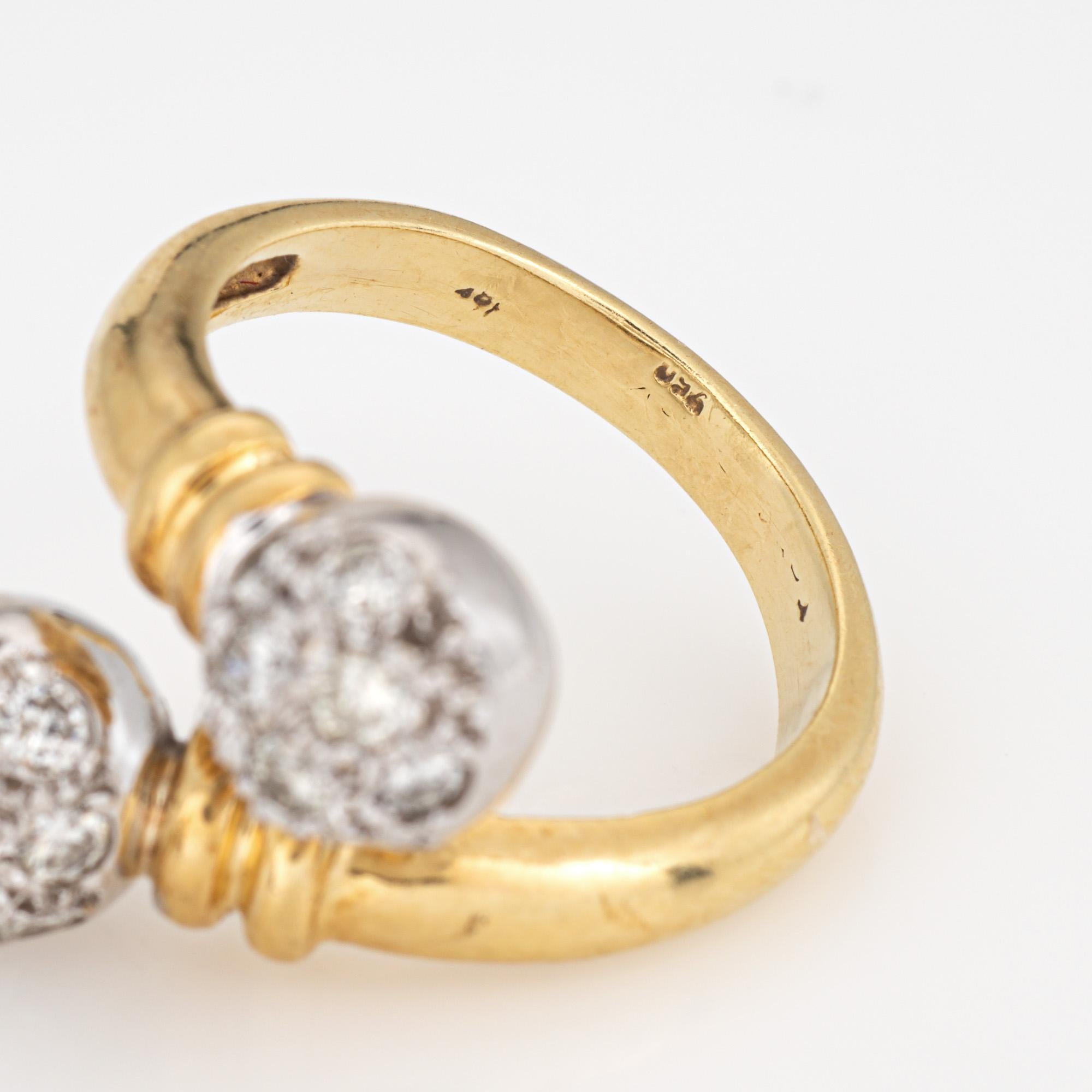 Diamond Double Orb Bypass Ring Sz 8 Vintage 18k Gelbgold Estate Jewelry im Angebot 1