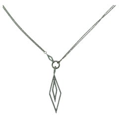 Diamond Double Rhombus Pendant Necklace, White Gold, 1.62 Total Carats