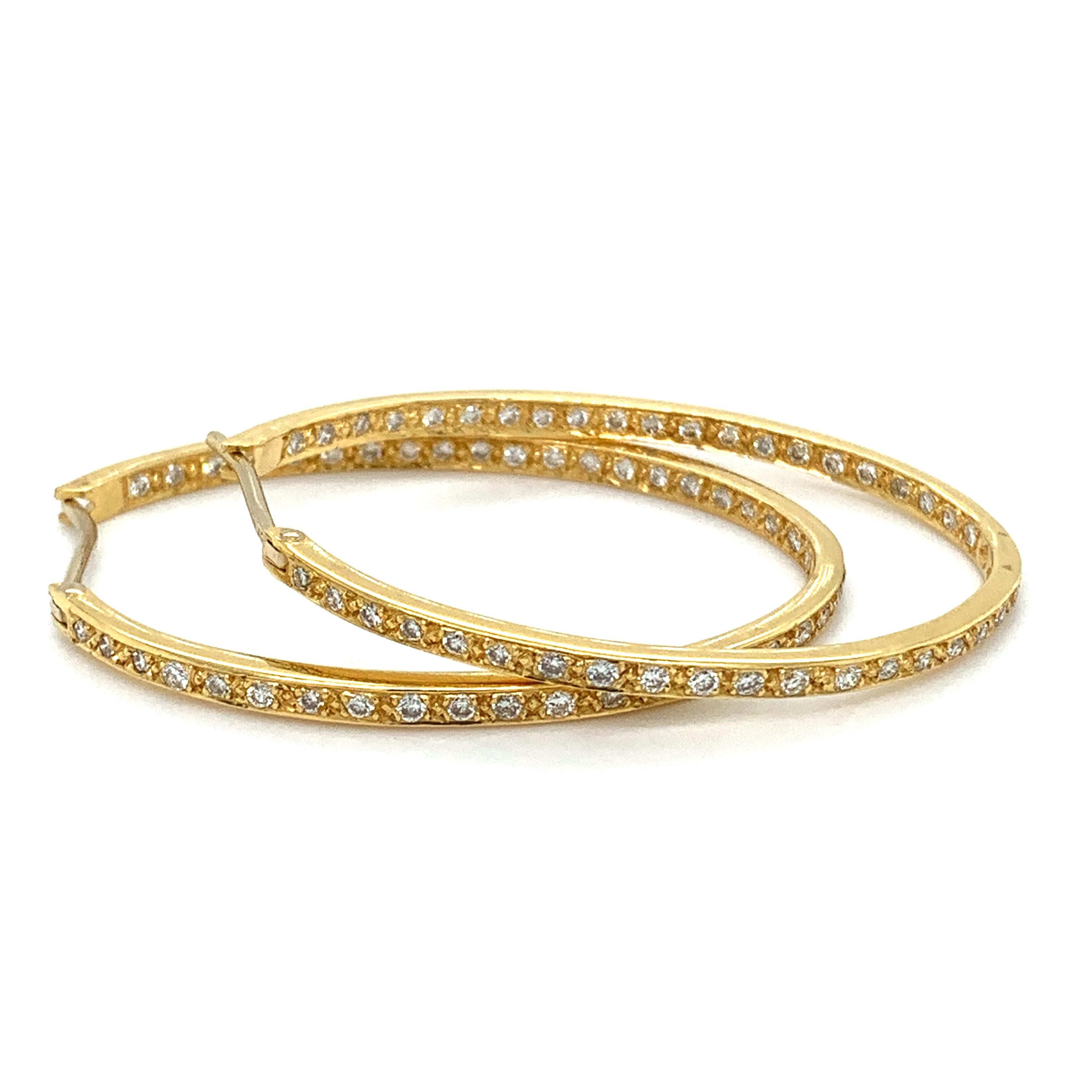 Art déco Boucles d'oreilles larges double face en or jaune 18 carats avec diamants en vente