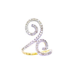 Diamond Double Spiral Statement Ring in 18 Karat Yellow Gold