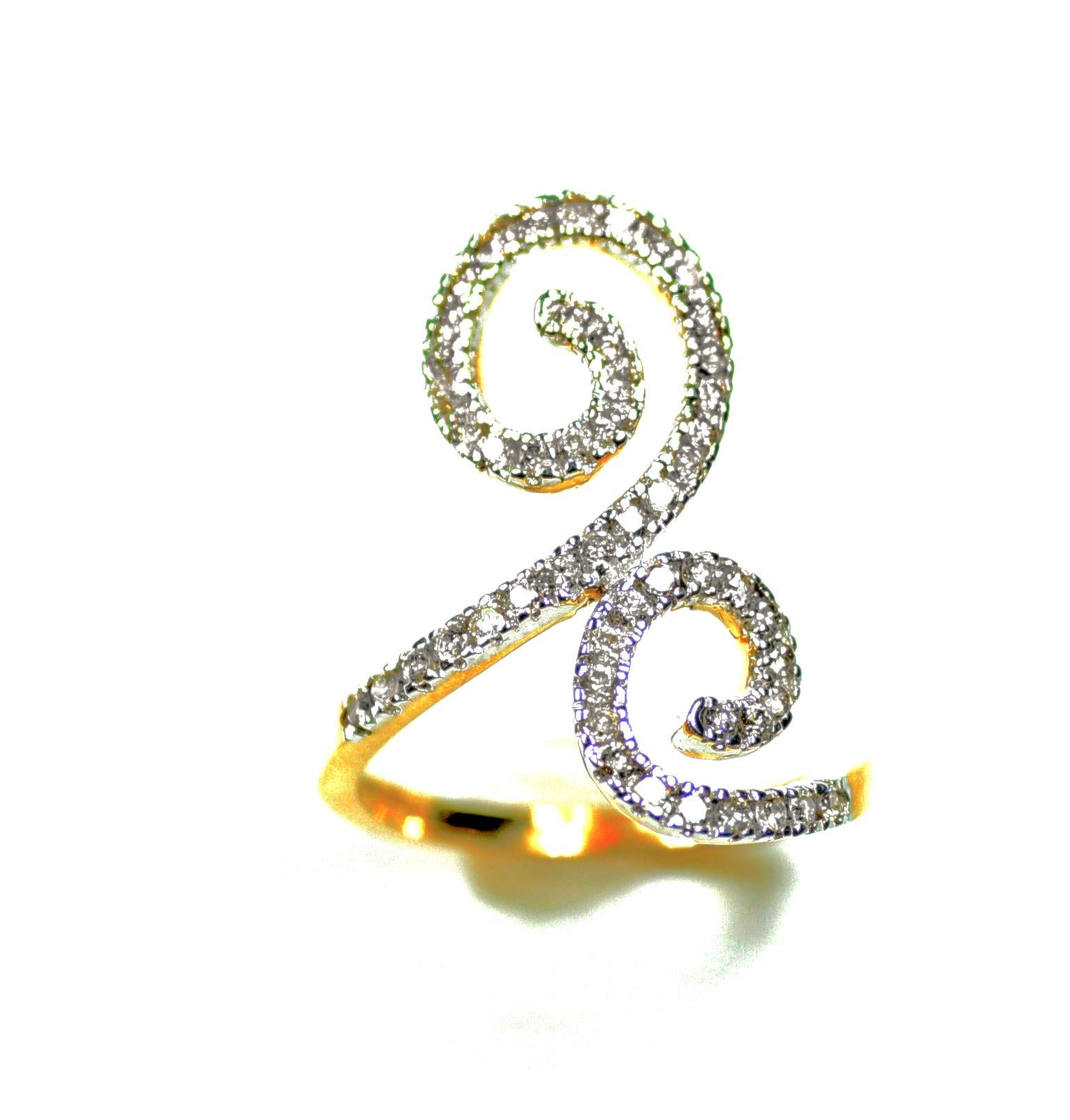 This Double Spiral Diamond statement ring in 18k yellow gold and 0.53 ct of sparkling diamonds wraps around your finger creating an icy look.
Most of our jewels are made to order, so please allow us for a 2-4 week delivery.
Please note the