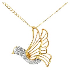 Colgante Paloma Diamante y Cadena Oro Amarillo 14K