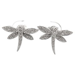 Boucles d'oreilles libellule en or blanc 14k avec diamants