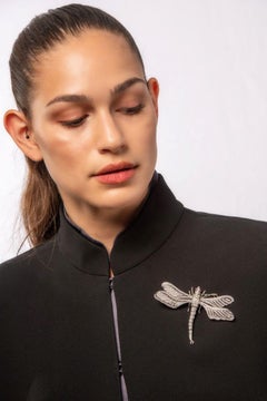 Diamond Dragonfly En Tremblant Brooch