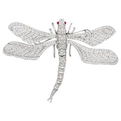 Diamond Dragonfly En Tremblant Brooch