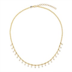 1ct Natural Diamond Station 14K Yellow Gold Necklace