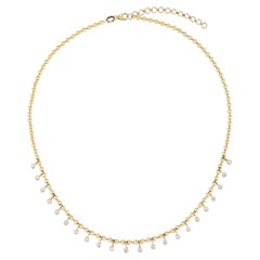 1ct Natural Diamond Station 14K Yellow Gold Necklace