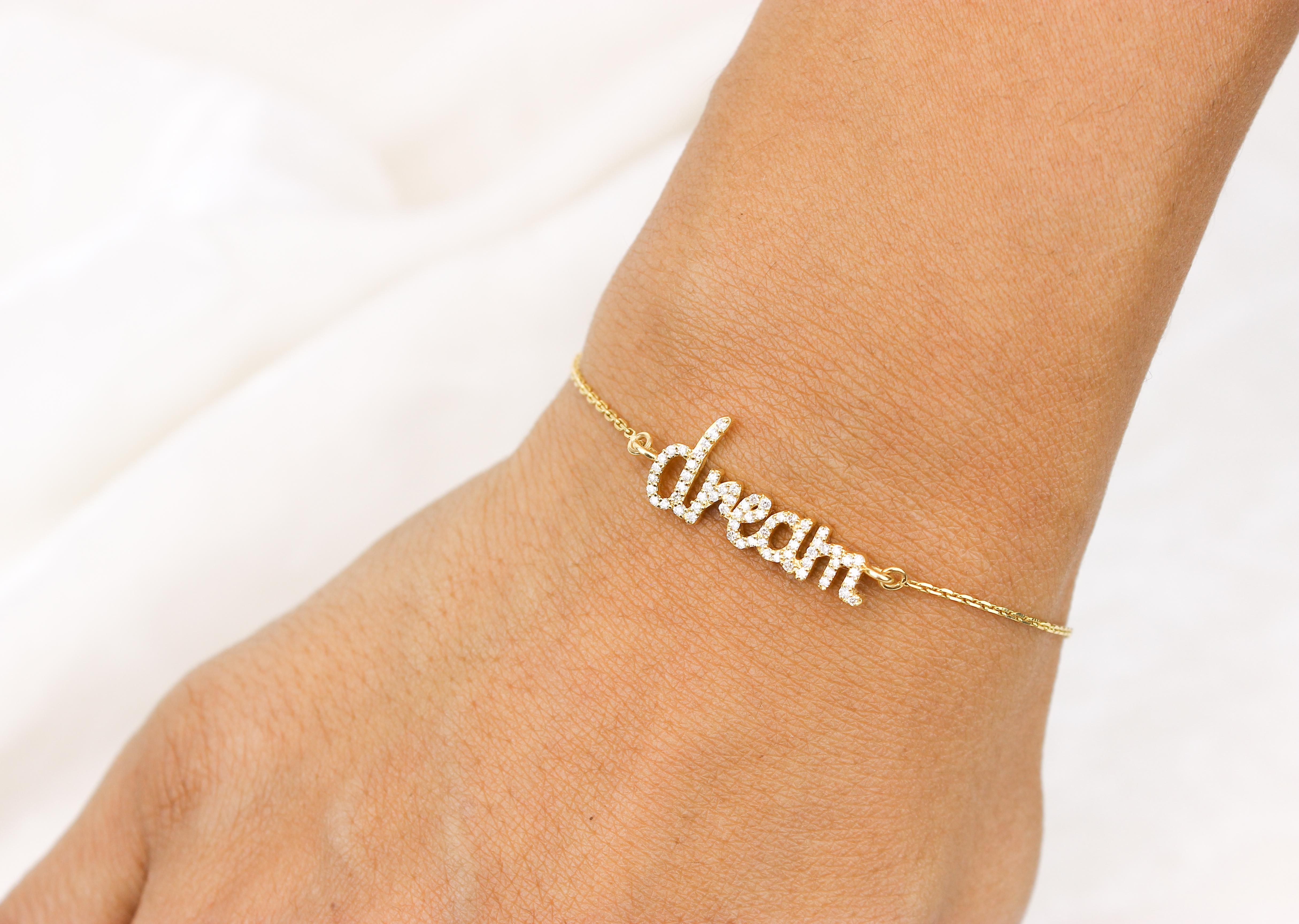 Diamond Dream Charm Bracelet in 18k Solid Gold For Sale 7