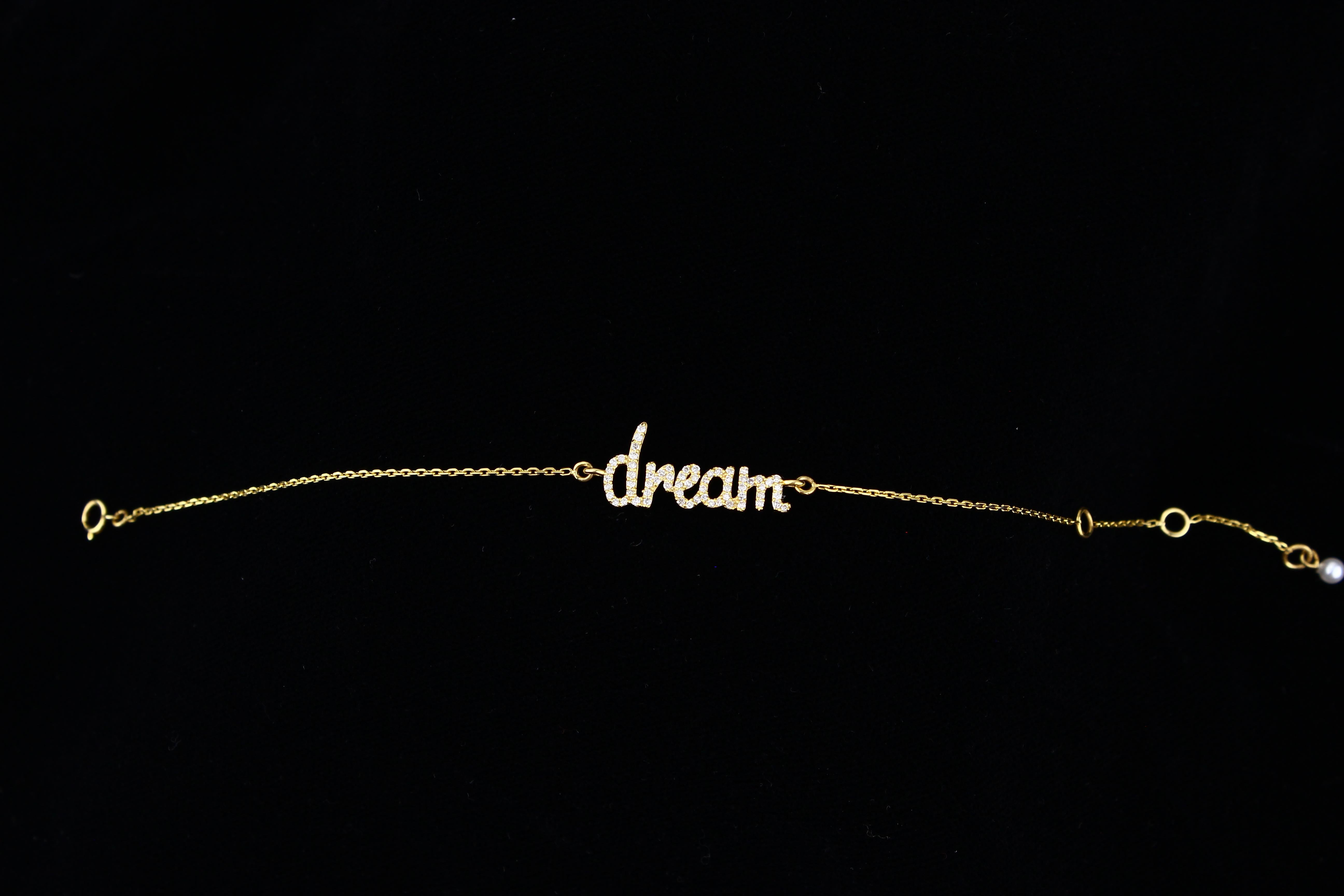 Diamond Dream Charm Bracelet in 18k Solid Gold For Sale 3