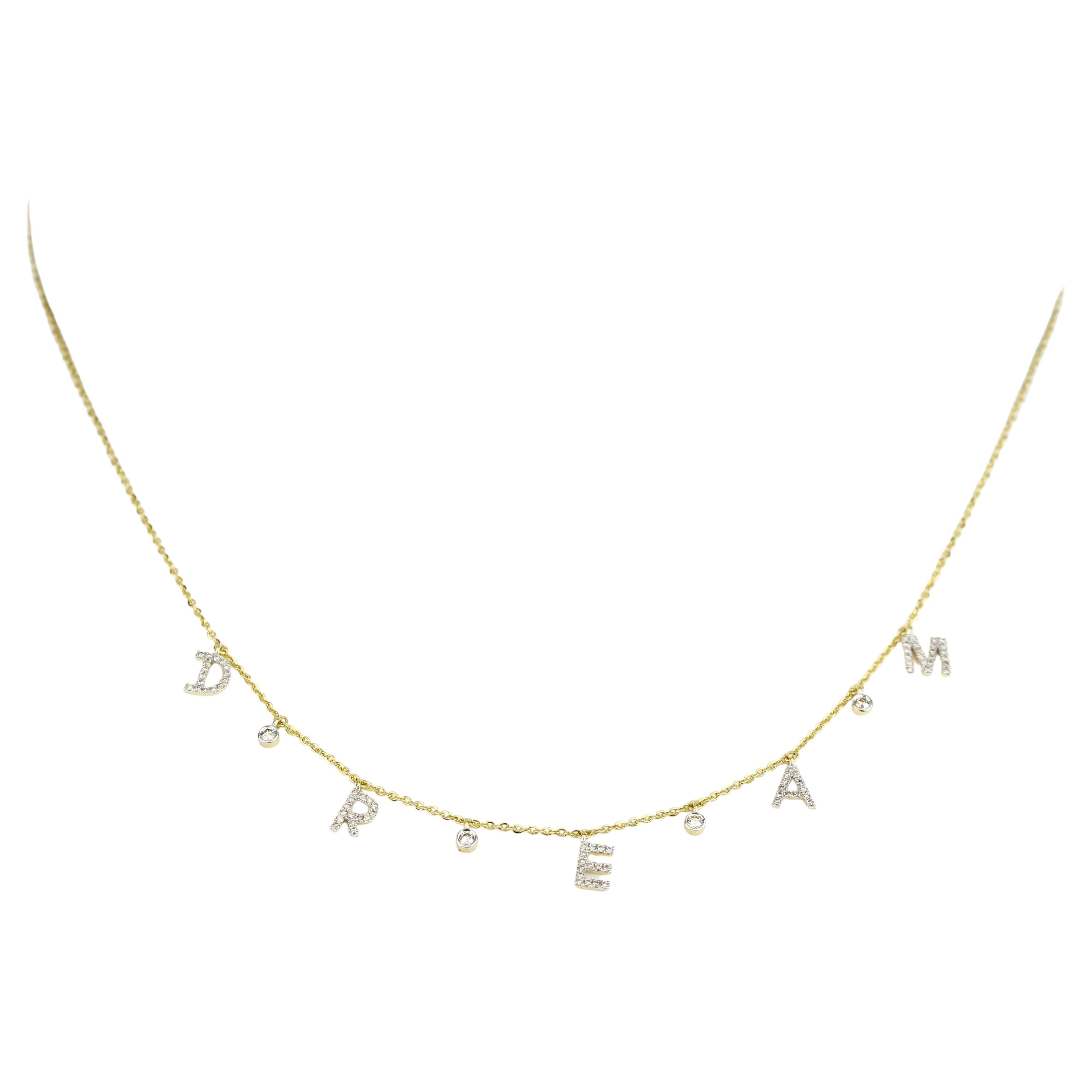 Diamond Dream Letters Necklace in 18k Solid Gold
